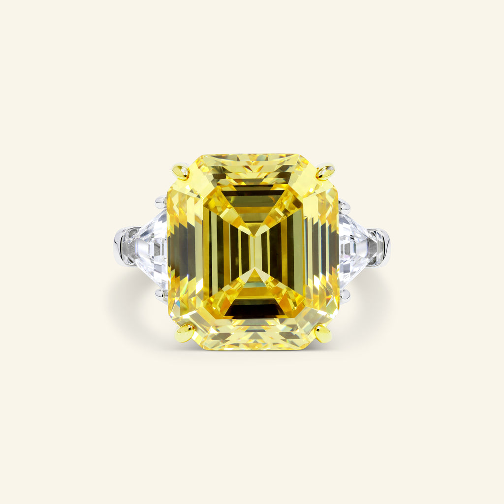 Veronica Emerald Three-Stone Ring in Sterling Silver by Arvion Jewelry of Beverly Hills.