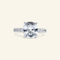 Chelsea cushion cut hidden halo ring in sterling silver by Arvion Jewelry