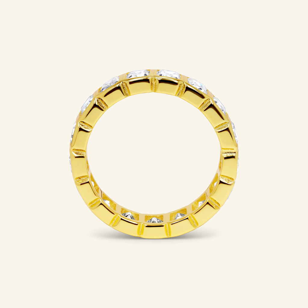 Valerius emerald cut bezel eternity ring in sterling silver by Arvion Jewelry