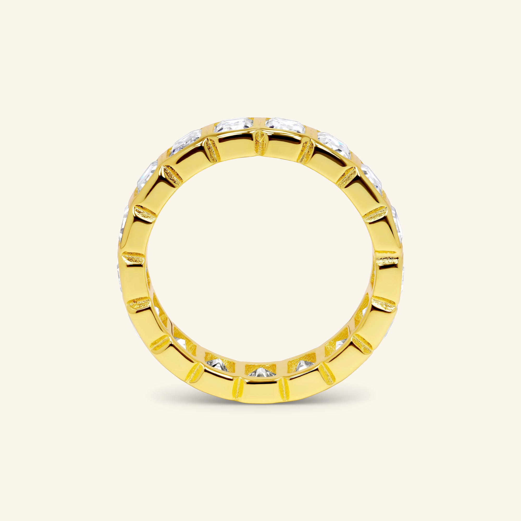 Valerius emerald cut bezel eternity ring in sterling silver by Arvion Jewelry