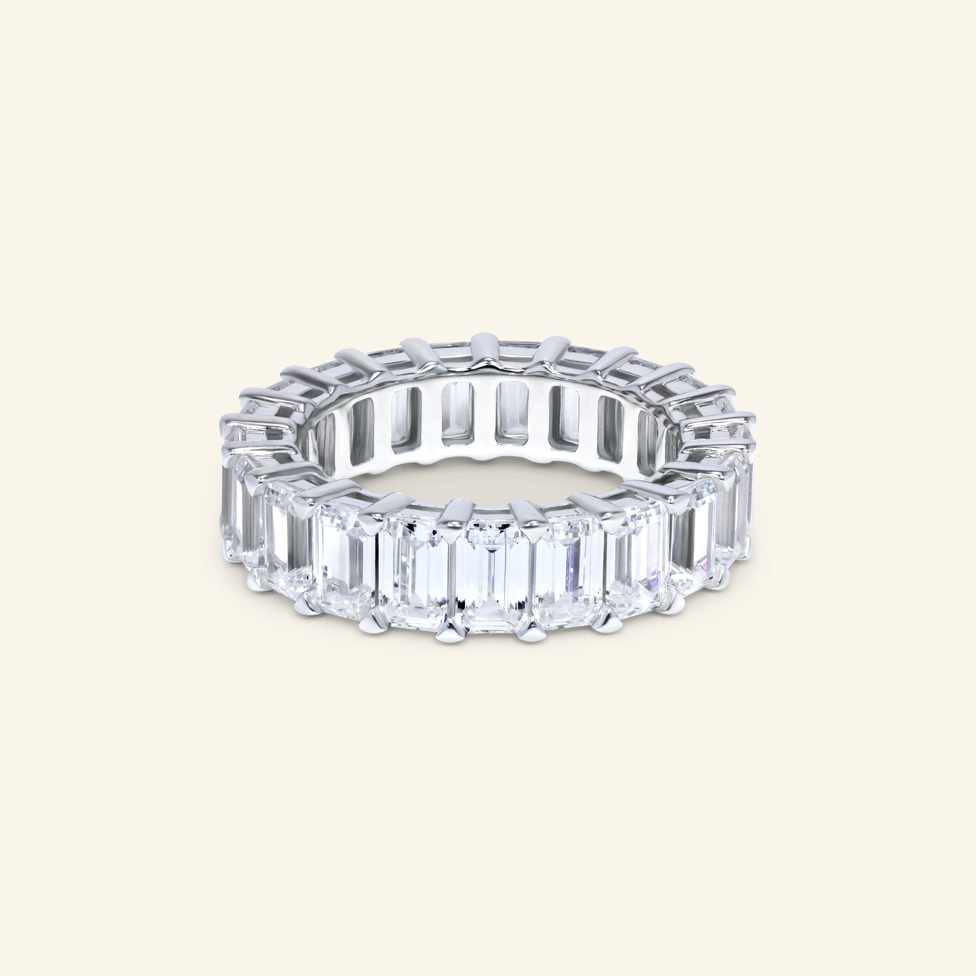 London emerald cut eternity ring in sterling silver by Arvion Jewelry