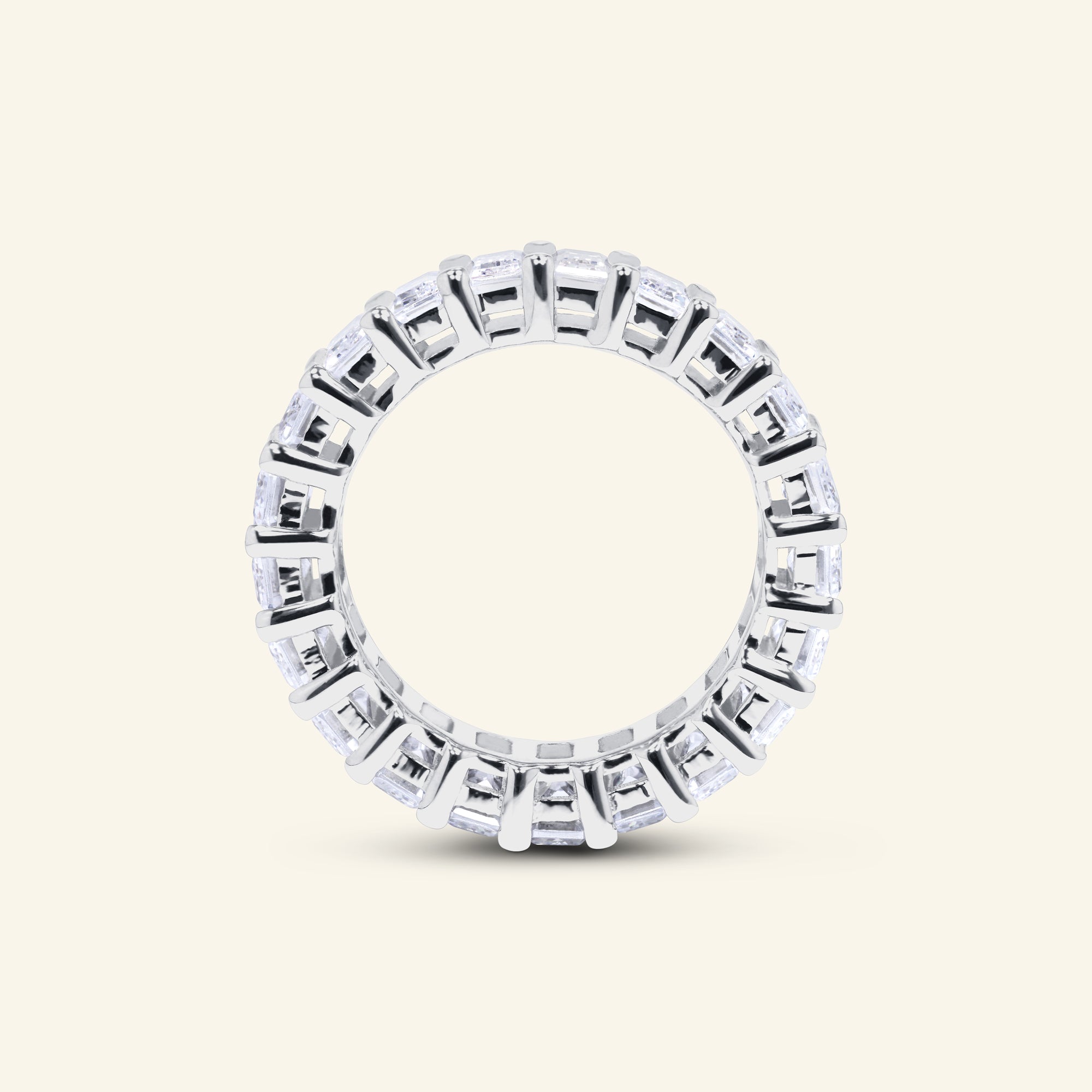 London emerald cut eternity ring in sterling silver by Arvion Jewelry