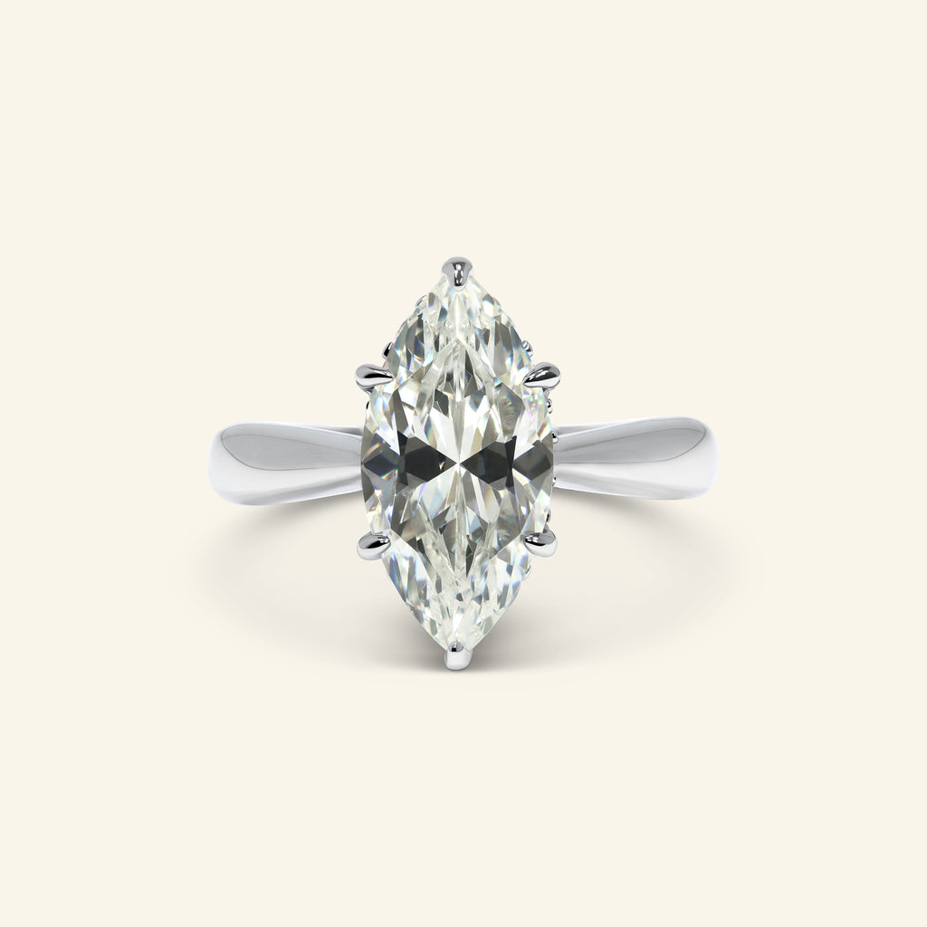 Maddison marquise ring with hidden round basket stones in polished sterling silver by Arvion Jewelry
