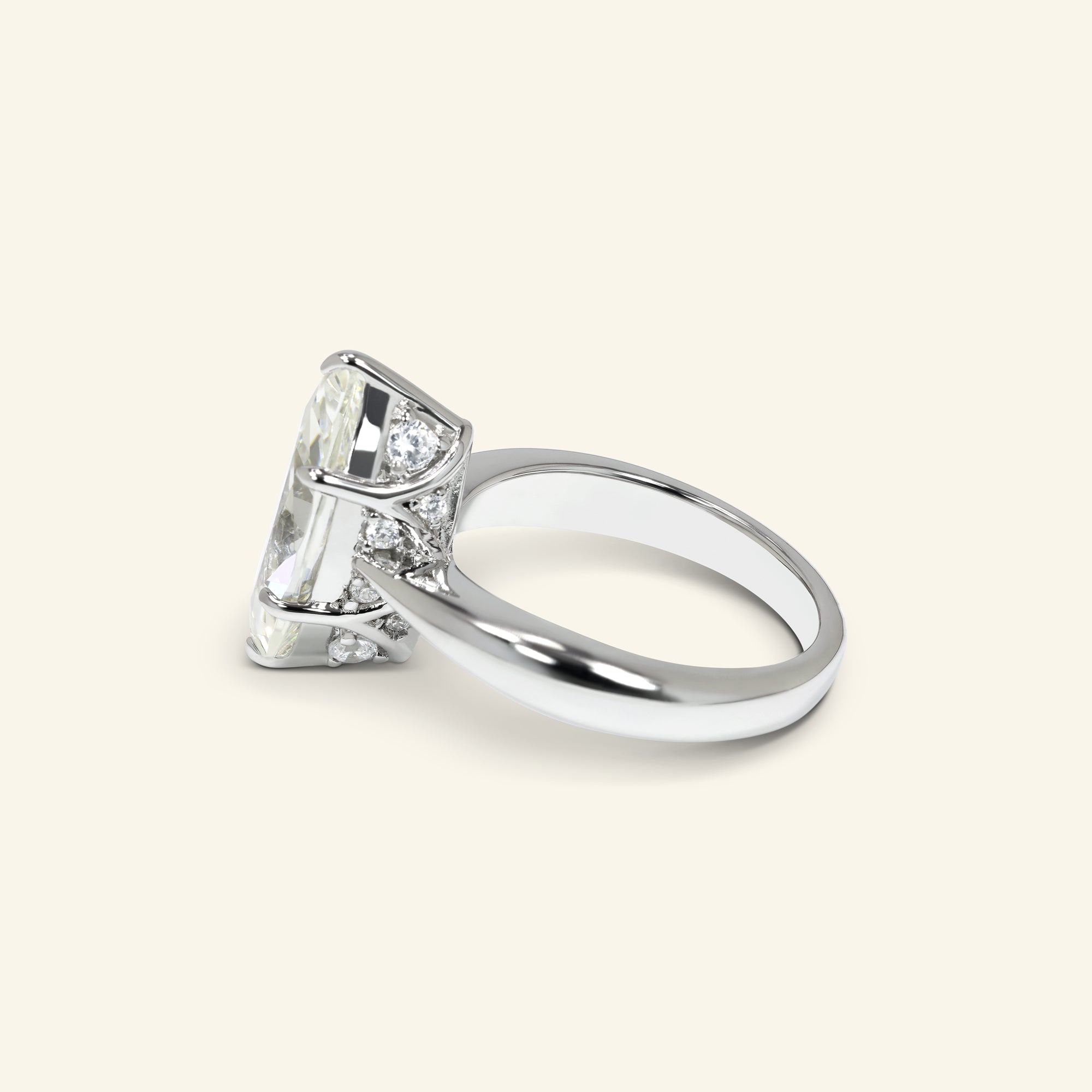 Maddison marquise ring with hidden round basket stones in polished sterling silver by Arvion Jewelry