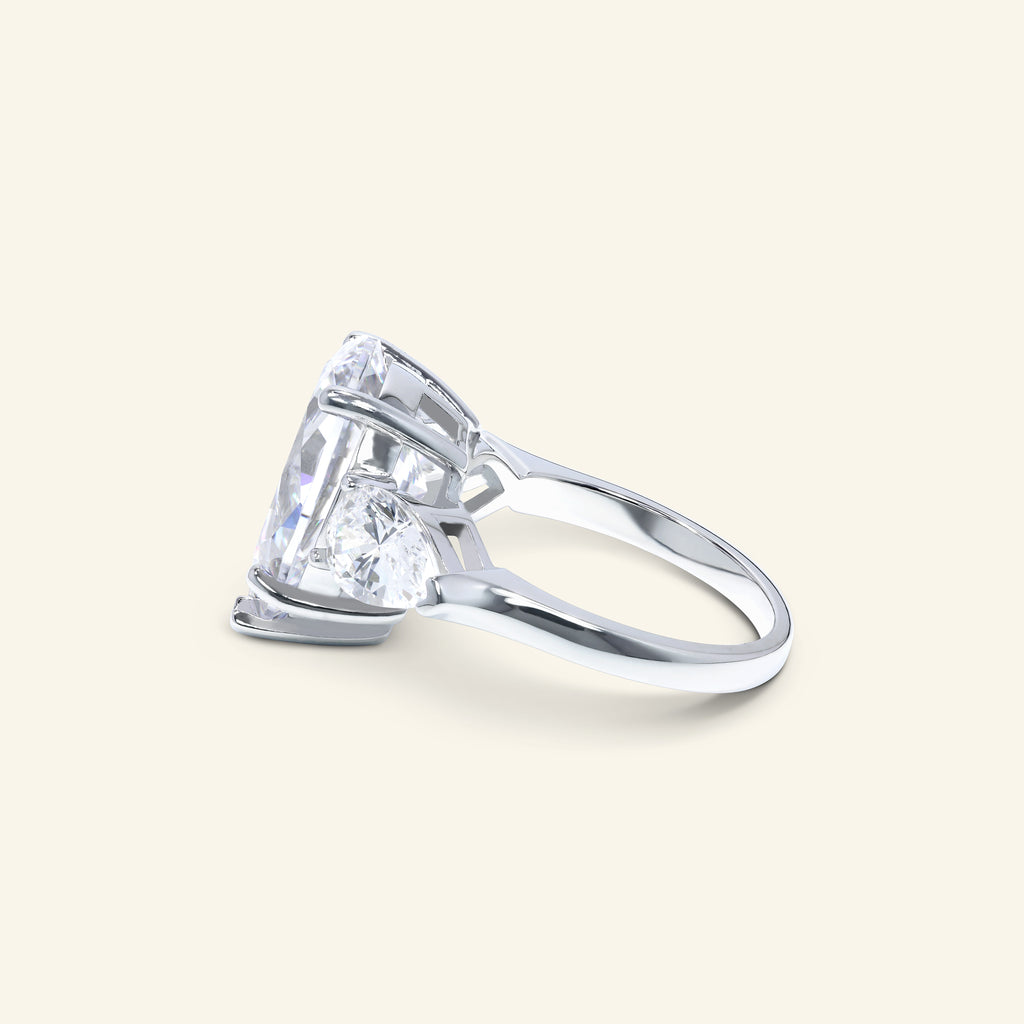 Sora three-stone pear ring with pear side stones by Arvion Jewelry